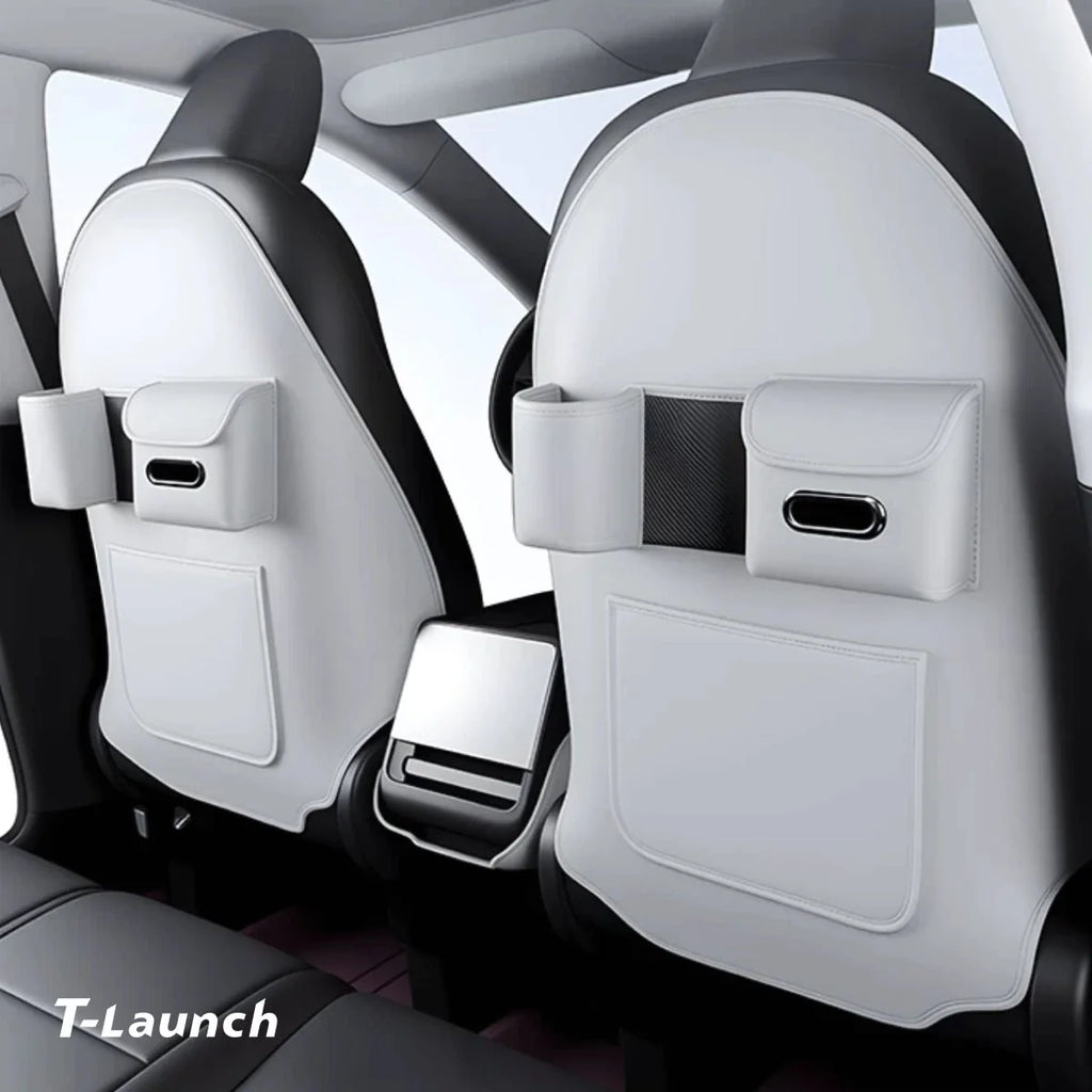 Nappa Leather Seat Back Kick Protector & Organizer for Tesla Model 3/Y 2019+
