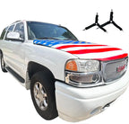 American Flag Car Hood Cover With Dual Triangle Clips Fits Trucks SUVs Sedans Jeep Commemorative Edition