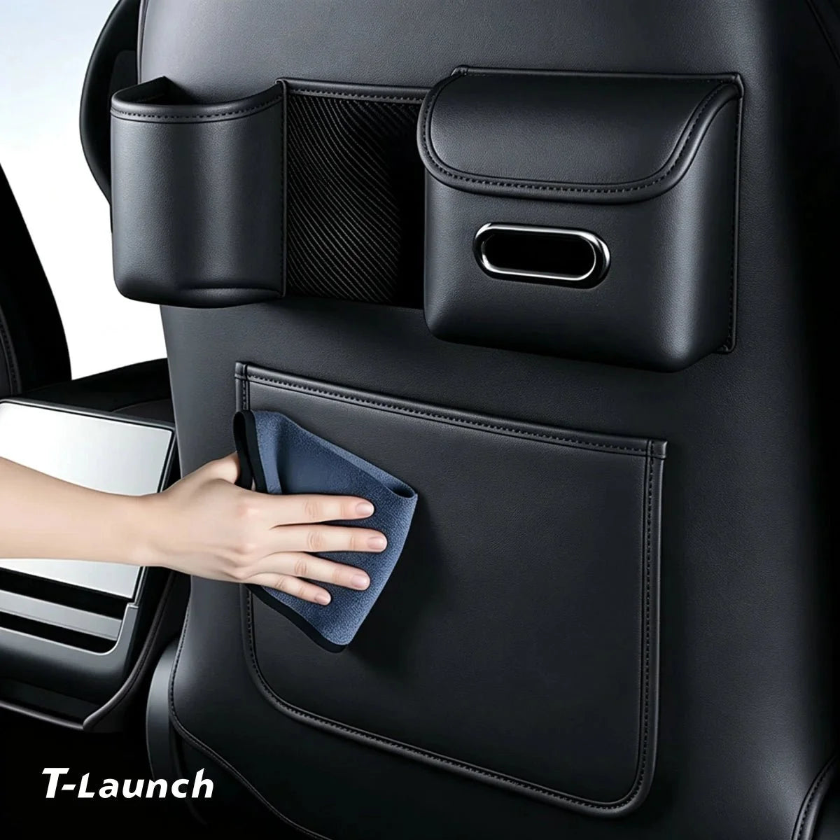 Nappa Leather Seat Back Kick Protector & Organizer for Tesla Model 3/Y 2019+
