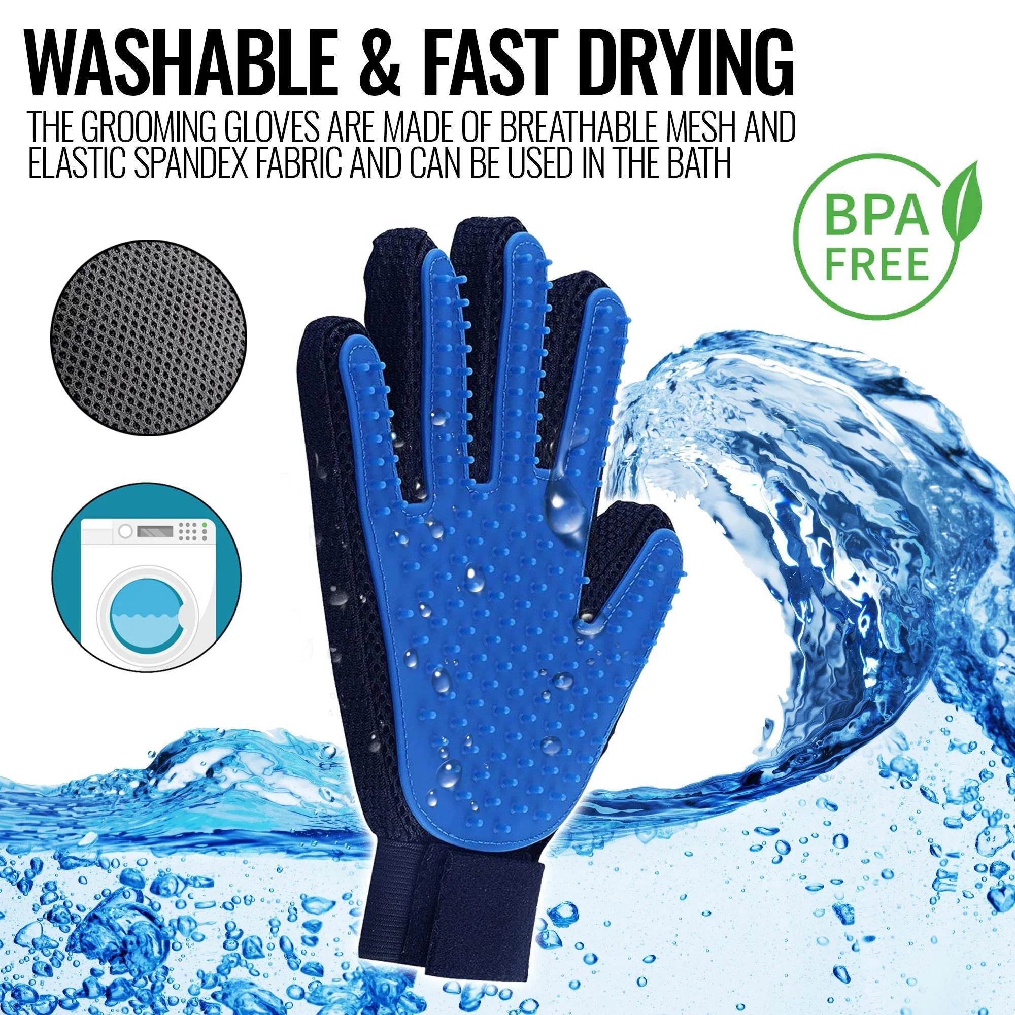 Pet Deshedding Grooming Gloves