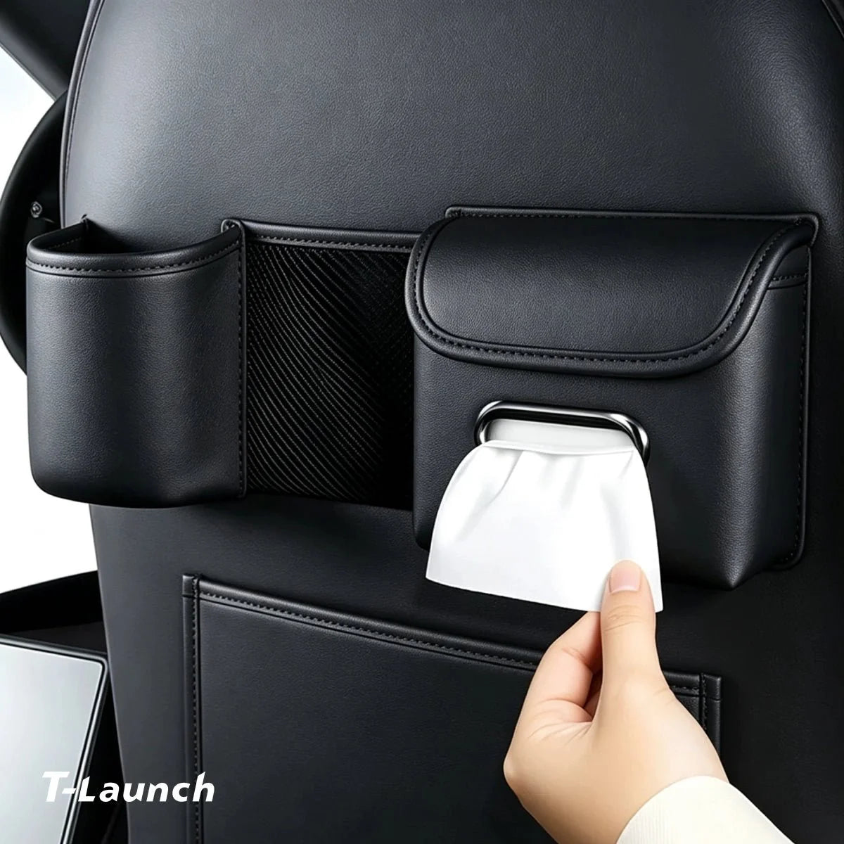 Nappa Leather Seat Back Kick Protector & Organizer for Tesla Model 3/Y 2019+