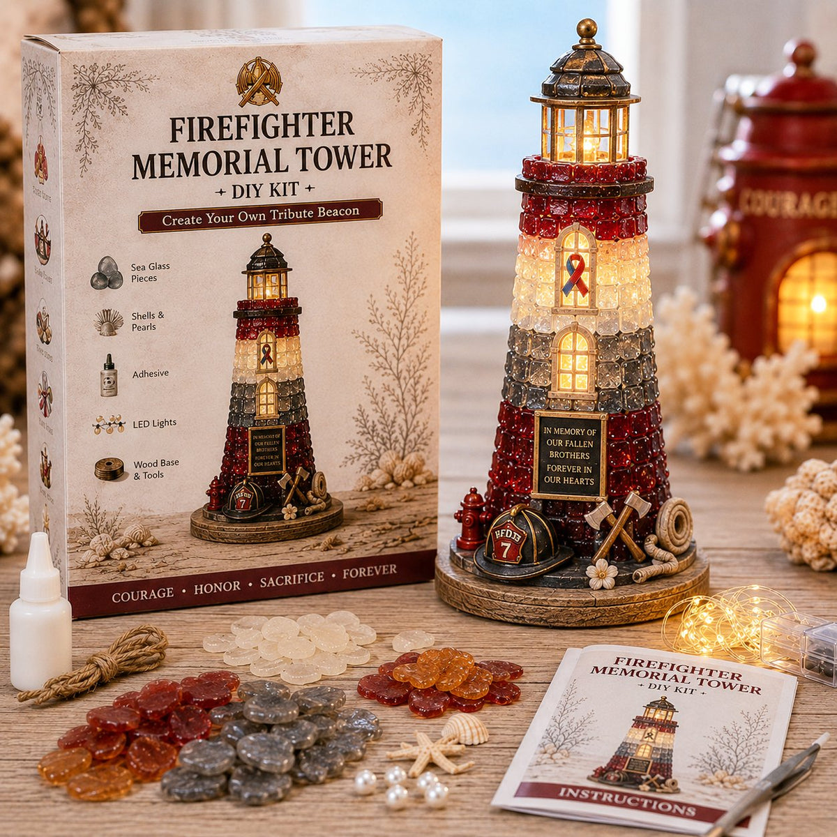 Vintage Firehouse Sea Glass-Style Mosaic Light DIY Kit
