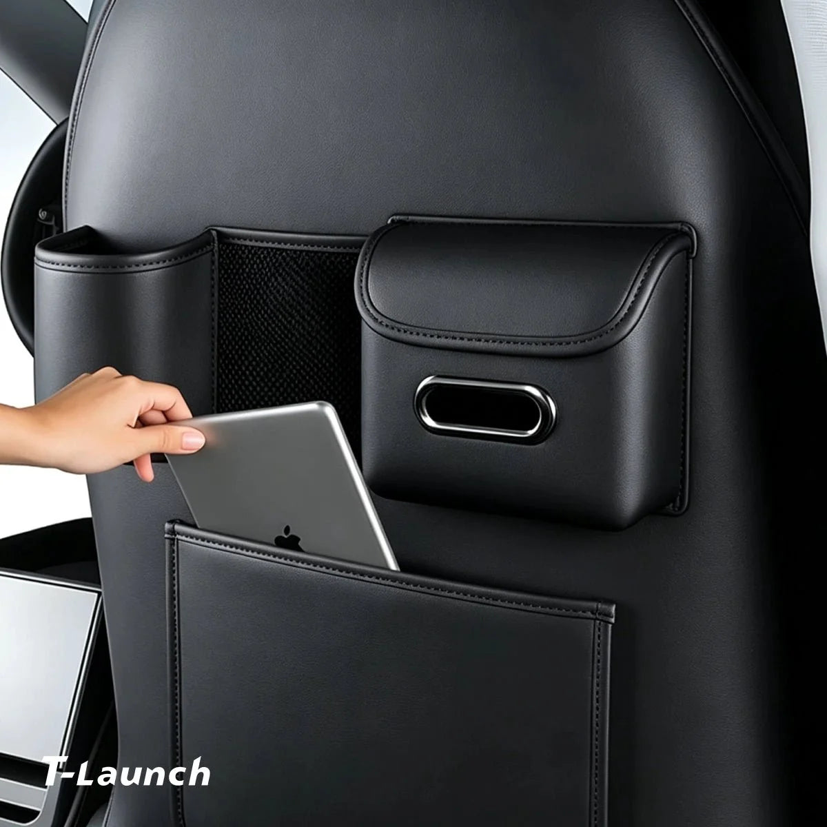 Nappa Leather Seat Back Kick Protector & Organizer for Tesla Model 3/Y 2019+