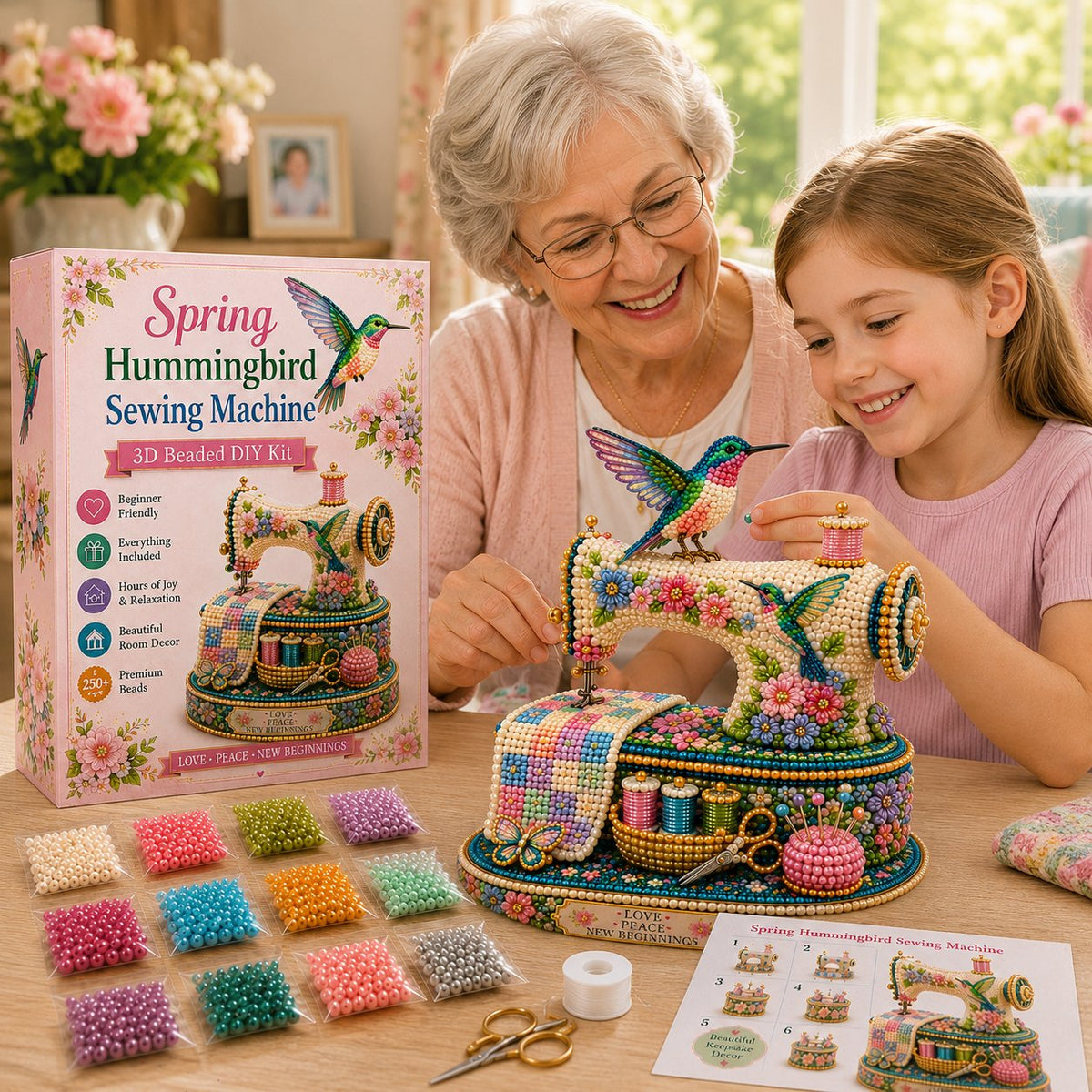 DIY Bead Kit Spring Hummingbird Sewing Theme