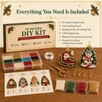 Beginner-Friendly DIY 3D Christmas Beaded Ornament Kit | Complete 4-Piece Set with Glass Beads, All Tools & Step-by-Step Guide Included