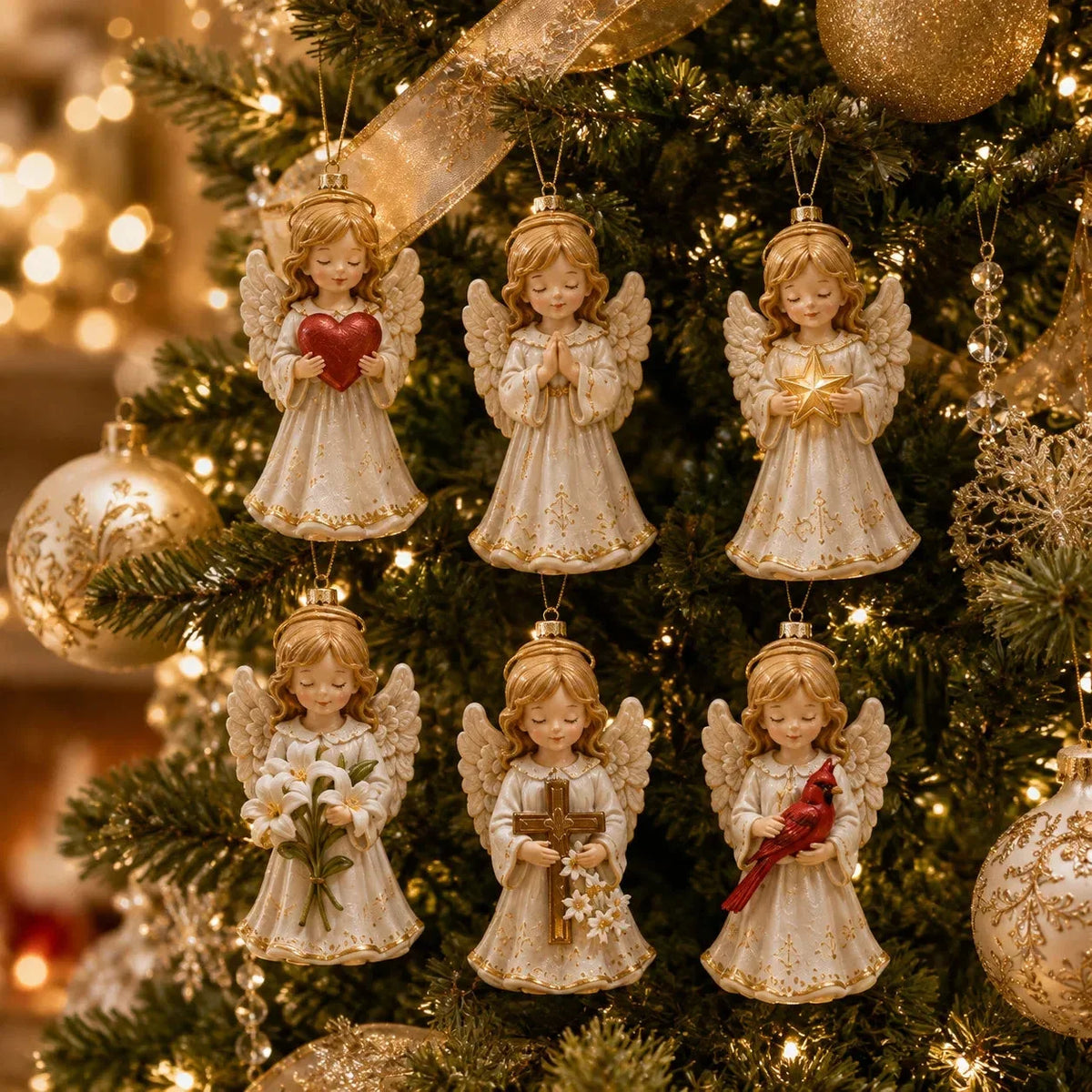 24-Day Angel Christmas Advent Calendar | 24 Unique Faith-Inspired Angel Ornaments with Hanging Loops for Daily Advent Surprises & Tree Display