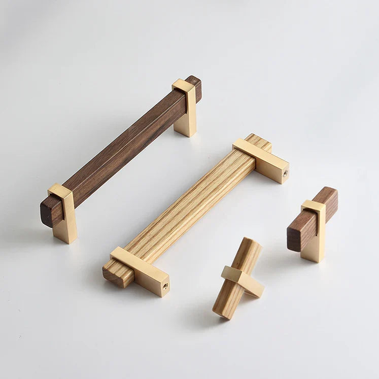 Architectural Square Walnut Wood Cabinet Pulls