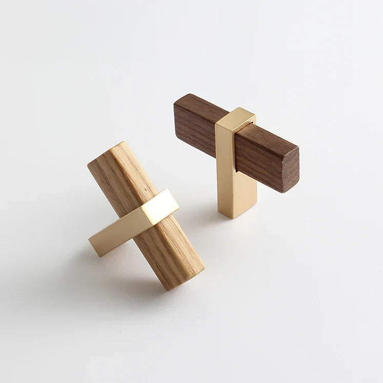 Architectural Square Walnut Wood Cabinet Pulls
