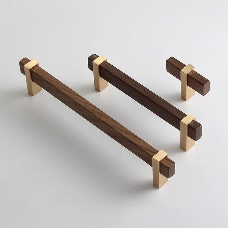 Architectural Square Walnut Wood Cabinet Pulls