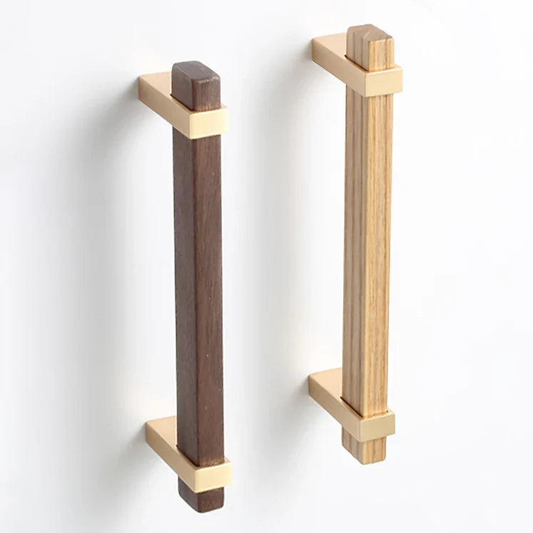 Architectural Square Walnut Wood Cabinet Pulls