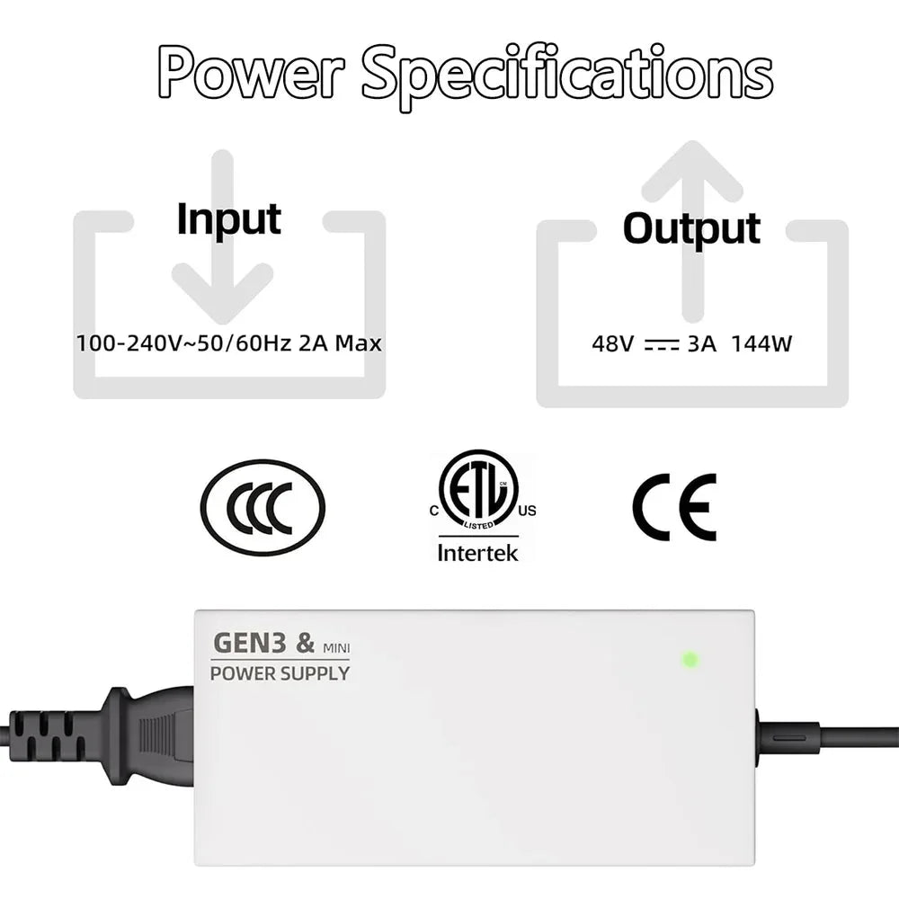 100~240V AC to DC Power Supply Adapter for Starlink Gen 3 & Mini