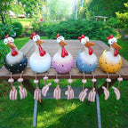 Hand-Painted Resin Chicken Garden Decor with Dangling Legs