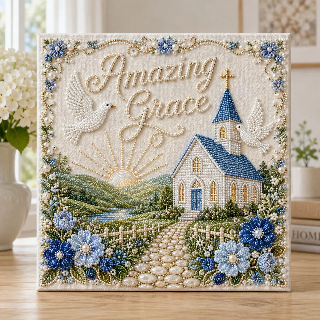 Beginner-Friendly Sacred Hymn Pearl Art Kit Collection | Luxury Christian Hymn Artwork with Scratch-Resistant Non-Fading Pearl Beads DIY Faith-Inspired Decor