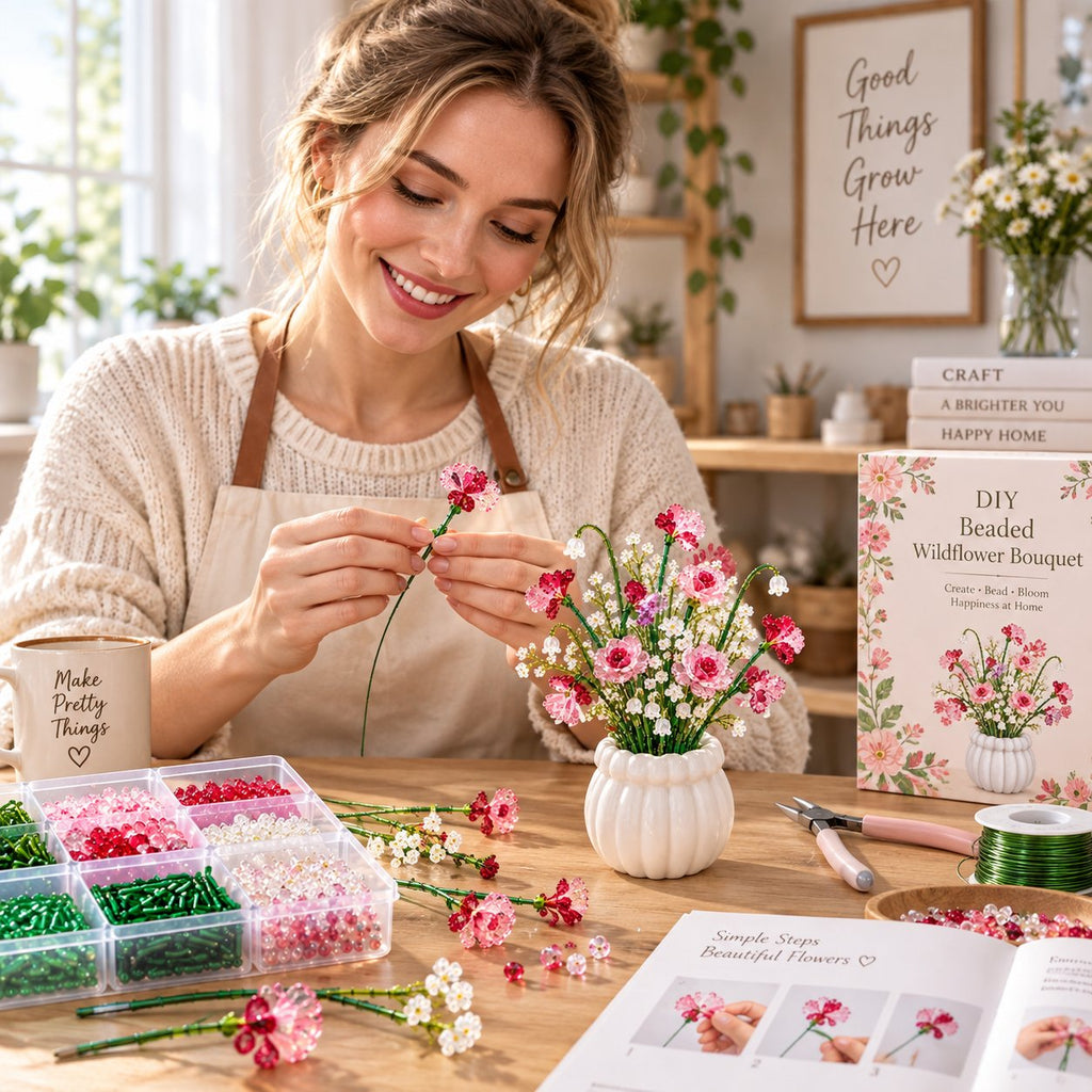 DIY Beaded Wildflower Bouquet Kit – Handmade Crystal Flower Craft Set