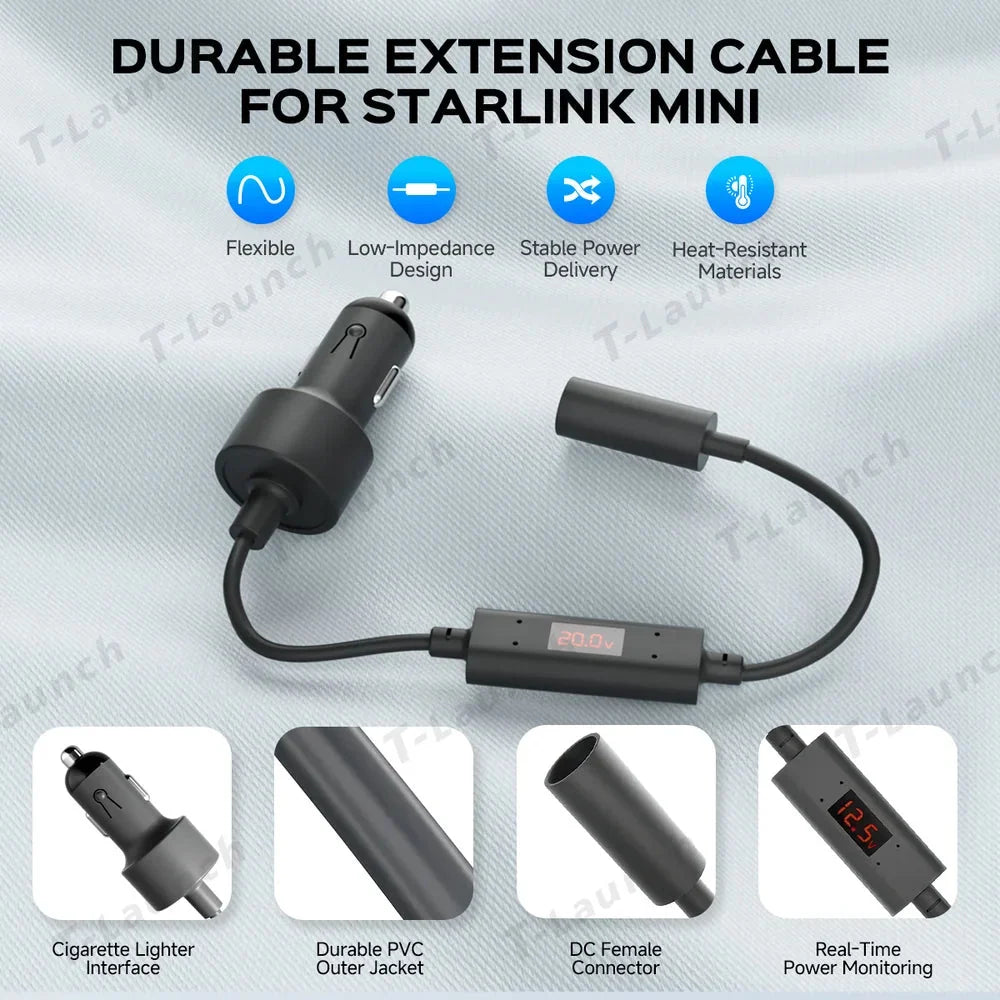 12V to 24V DC Step Up Converter with 60W Car Cigarette Lighter Adapter for Starlink Mini