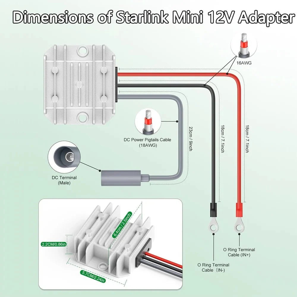 12V/24V to 30V Converter with Female Plug for Starlink Mini