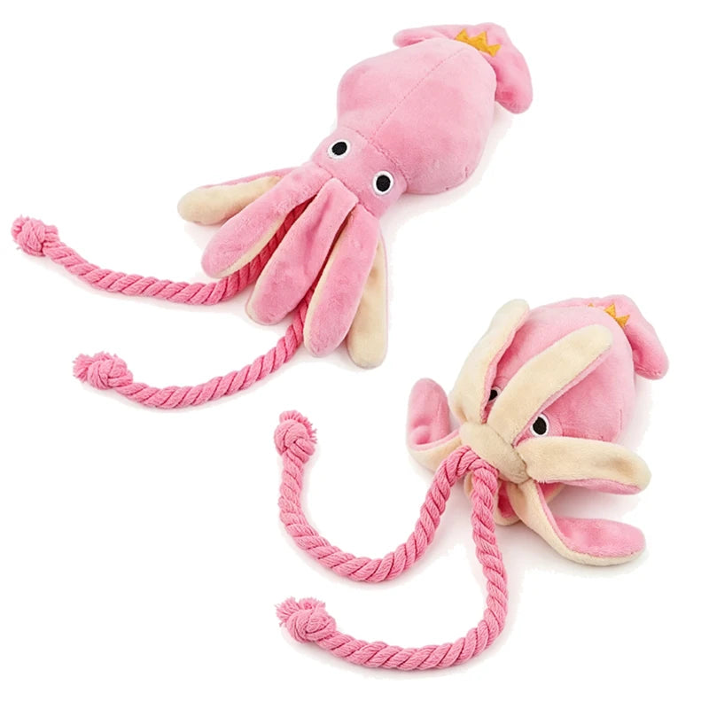 Miroken Squeaky Octopus Rope Chew Pet Toy