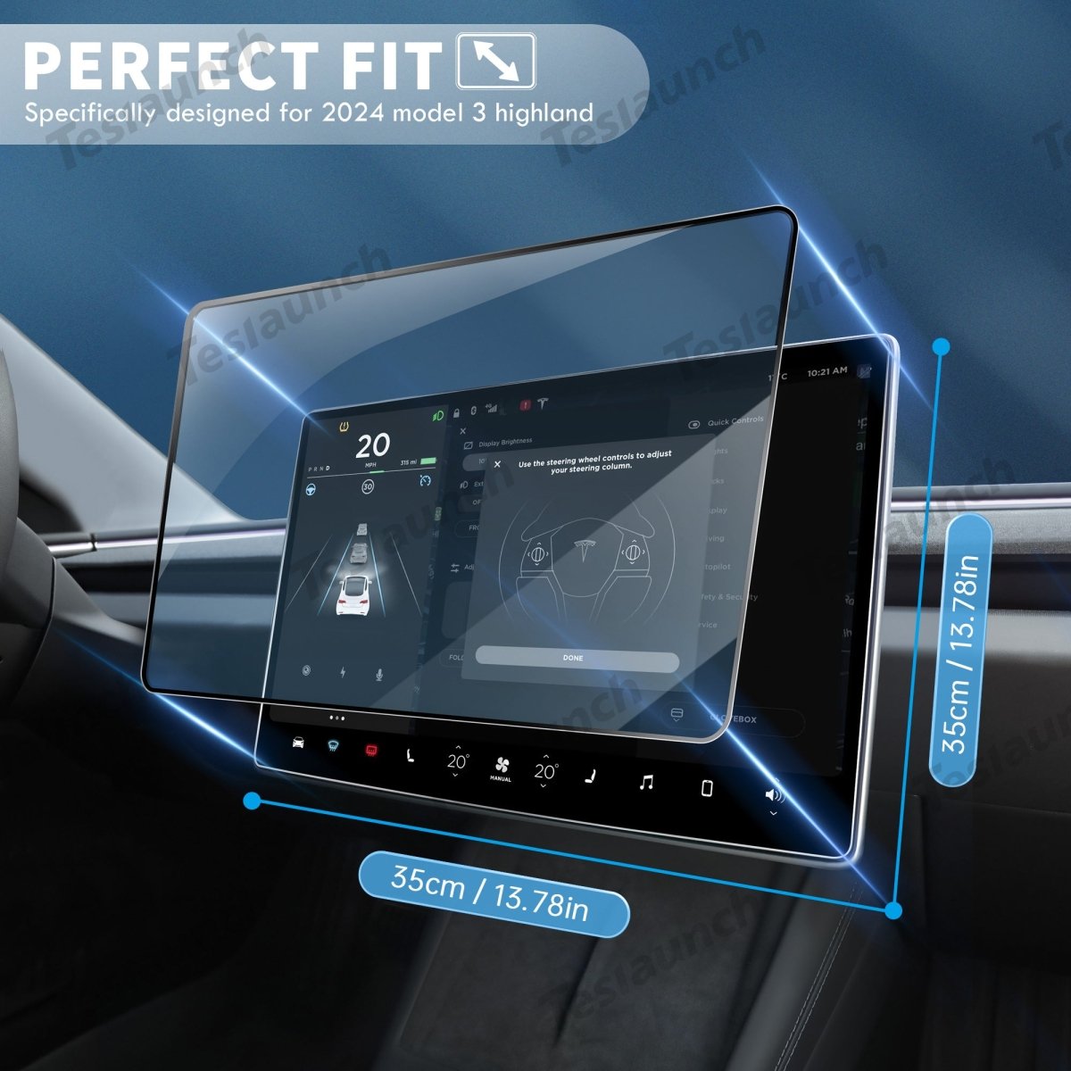 15.4" 9H Tempered Glass Screen Protector for Tesla Model Y Juniper 2025+