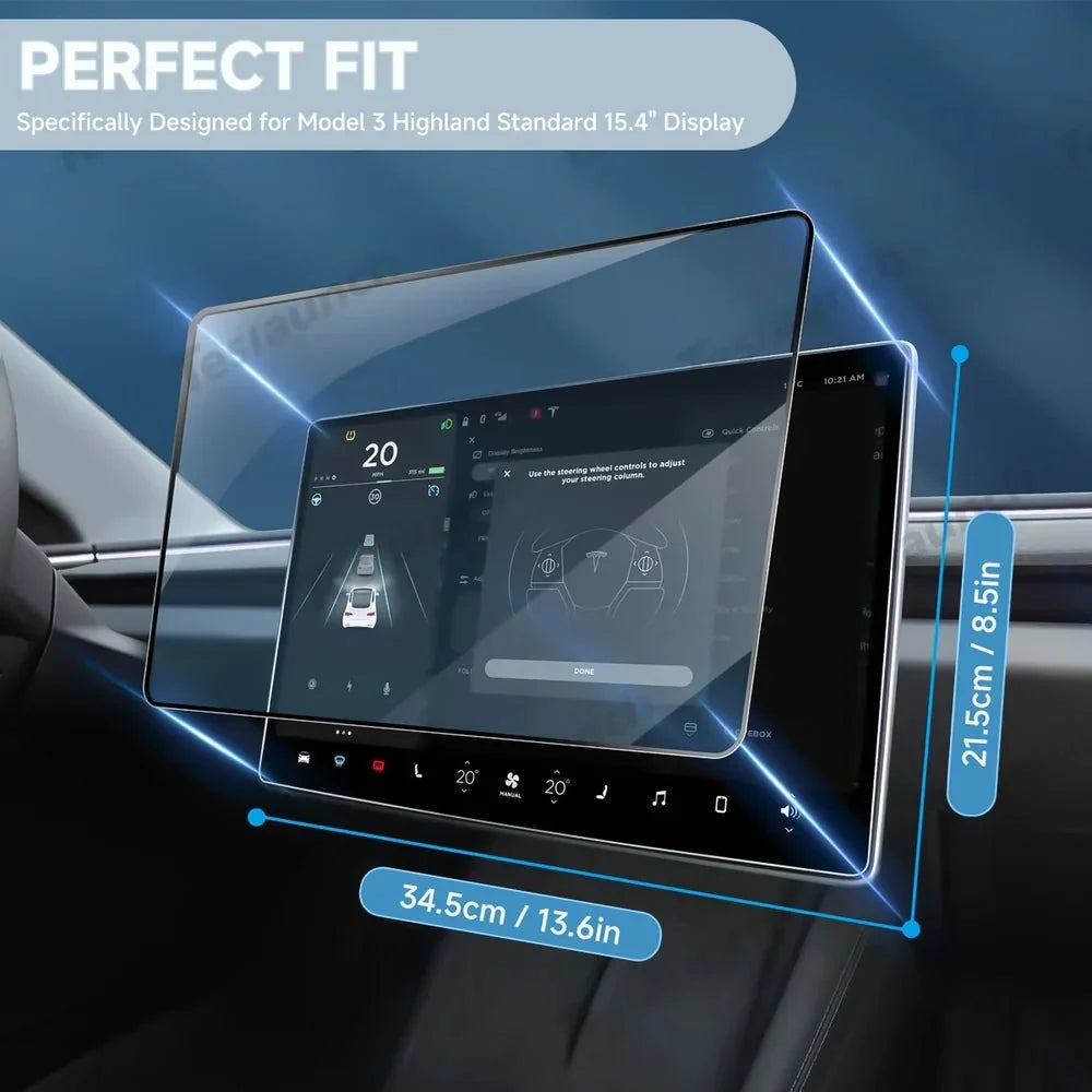 15.4" Front 9H Tempered Glass Screen Protector for Tesla Model 3 Highland Standard / Model Y Juniper Standard 2025+