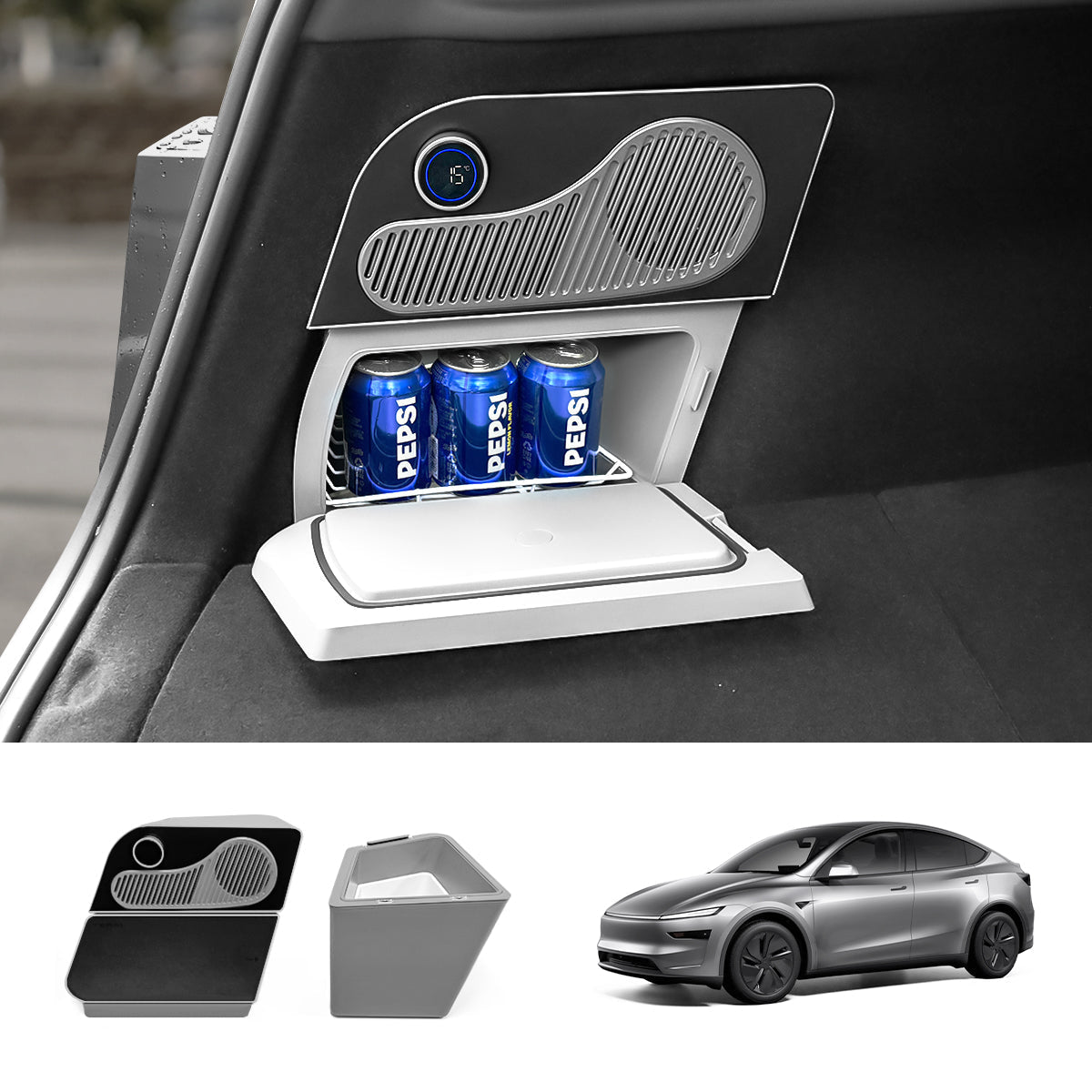 15L Hidden Rear Trunk Refrigerator – Compressor Cooler for Tesla Model Y 5 Seats