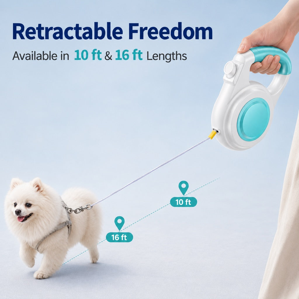MirokenRechargeable Light-Up Retractable Dog Leash for Night Walks - Helps Small Dogs Stay Visible & Easy to Control