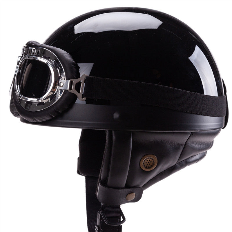 1Vintage-Style Open-Face Motorcycle Helmet with Goggles Miroken