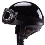 1Vintage-Style Open-Face Motorcycle Helmet with Goggles Miroken