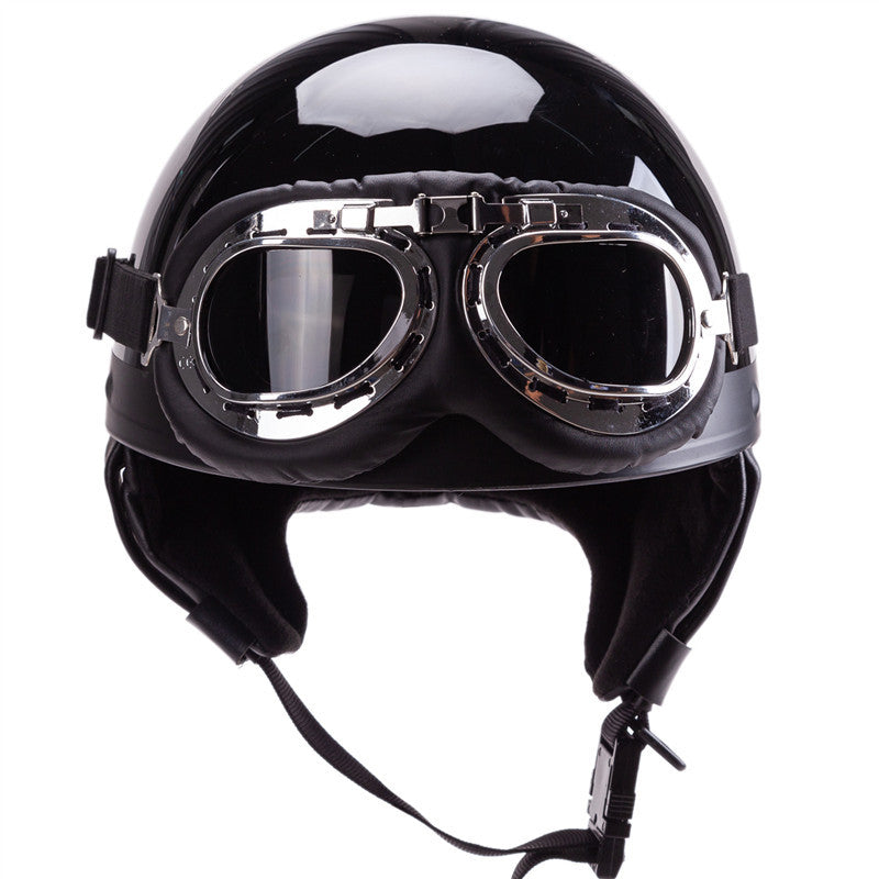 1Vintage-Style Open-Face Motorcycle Helmet with Goggles Miroken