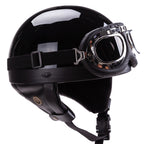 1Vintage-Style Open-Face Motorcycle Helmet with Goggles Miroken