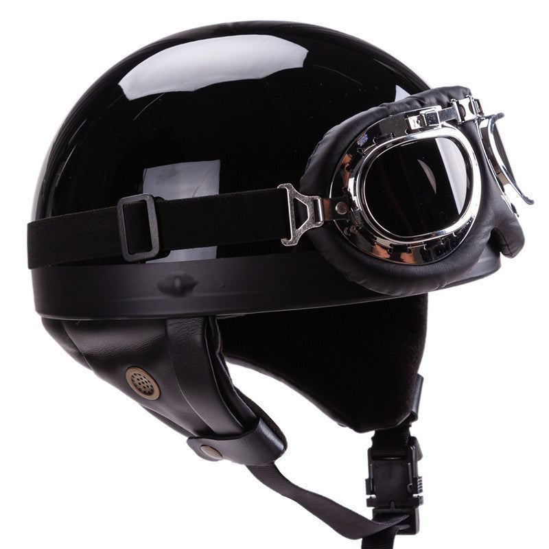 1Vintage-Style Open-Face Motorcycle Helmet with Goggles Miroken