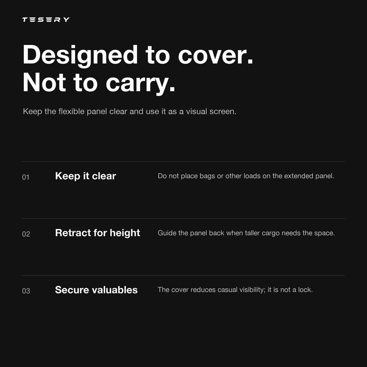 Retractable Cargo Cover for Model Y Juniper