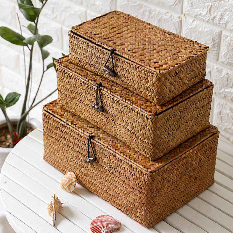 1Handwoven Storage Box with Lid Miroken
