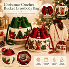 🎁Christmas Crochet Bucket Crossbody Bag – Festive Holiday Handbag