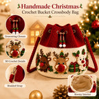 🎁Christmas Crochet Bucket Crossbody Bag – Festive Holiday Handbag