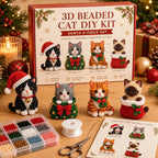 Beginner-Friendly DIY 3D Christmas Beaded Ornament Kit | Complete 4-Piece Set with Glass Beads, All Tools & Step-by-Step Guide Included