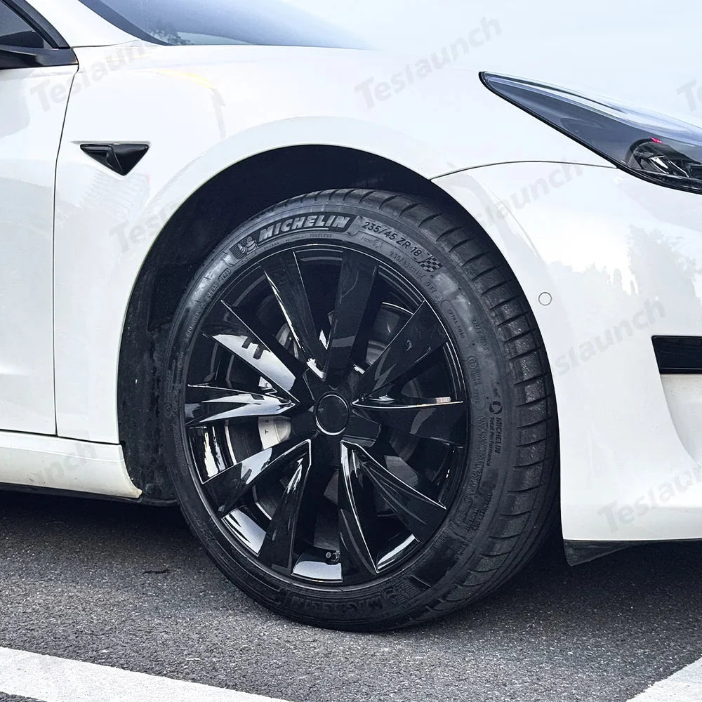 18'' Aero Hubcaps Wheel Covers for Tesla Model 3 (2017–2023) – Helix 2.0 Style (Set of 4)