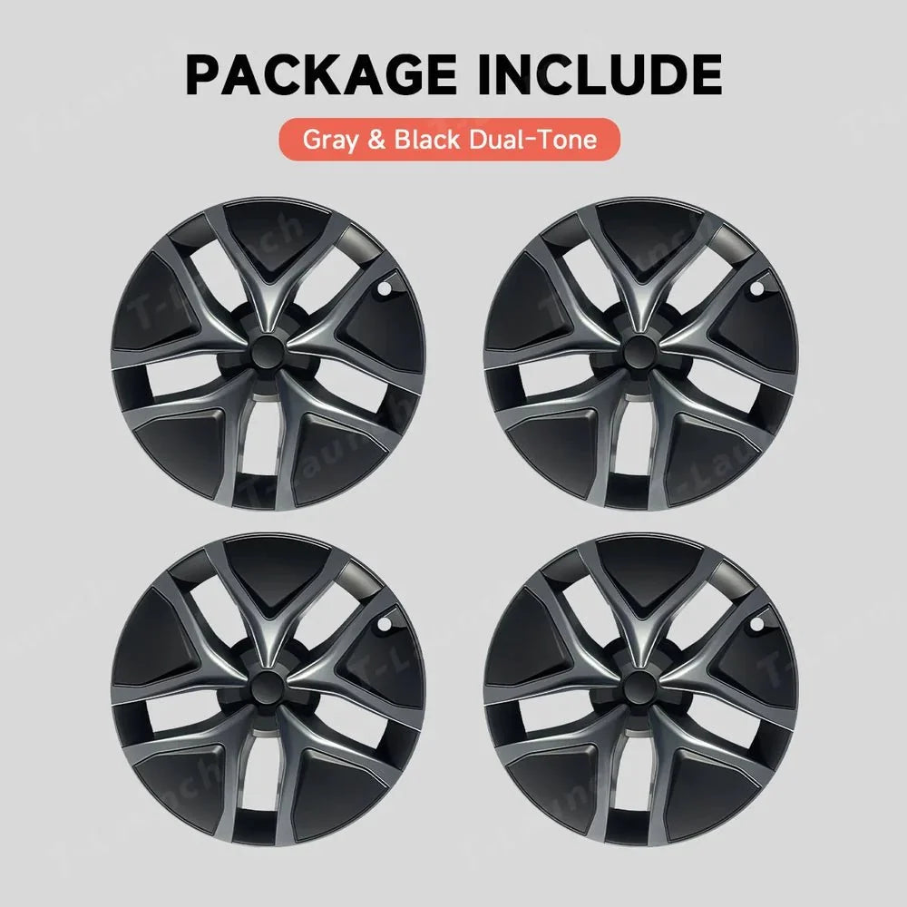 19'' Crossflow Full-Cover Hubcaps Wheel Covers – Arachnid 2.0 Style for Tesla Model Y Juniper 2025+ (Set of 4)