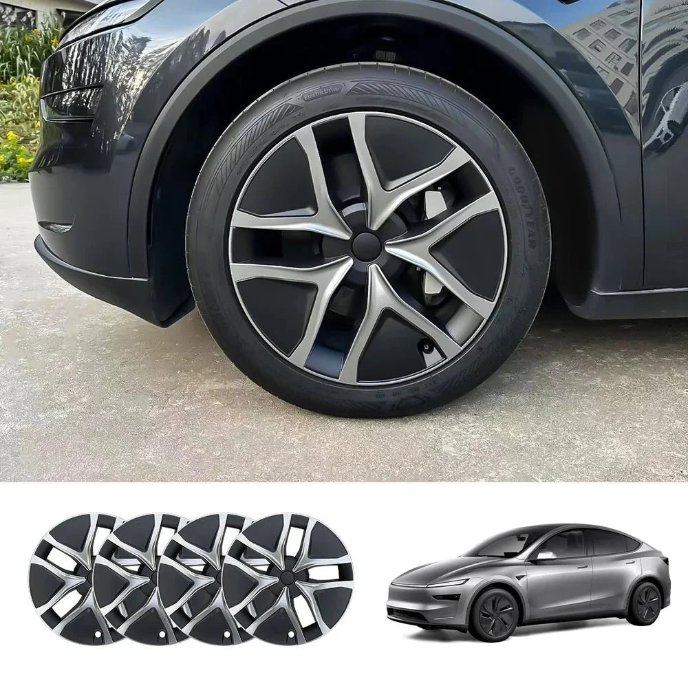 19'' Crossflow Full-Cover Hubcaps Wheel Covers – Arachnid 2.0 Style for Tesla Model Y Juniper 2025+ (Set of 4)