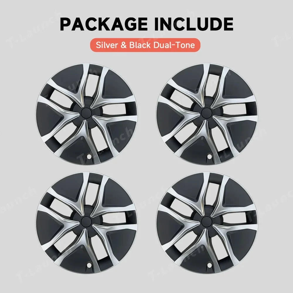 19'' Crossflow Full-Cover Hubcaps Wheel Covers – Arachnid 2.0 Style for Tesla Model Y Juniper 2025+ (Set of 4)