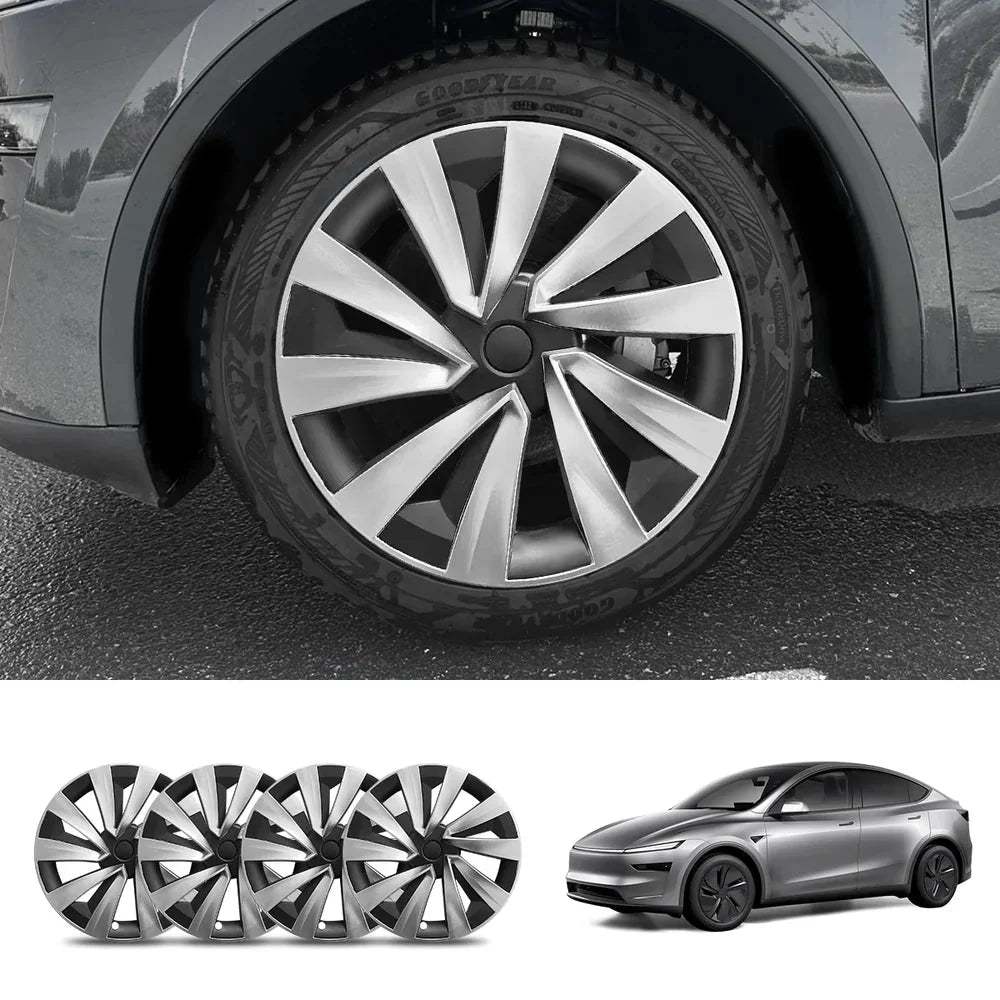 19'' Crossflow Hubcaps Wheel Covers for Tesla Model Y Juniper 2025+ – Helix 2.0 Style (Set of 4)