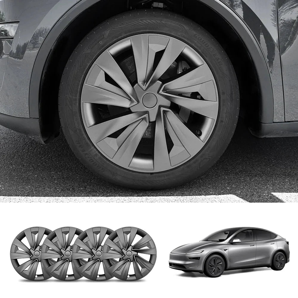 19'' Crossflow Hubcaps Wheel Covers for Tesla Model Y Juniper 2025+ – Helix 2.0 Style (Set of 4)