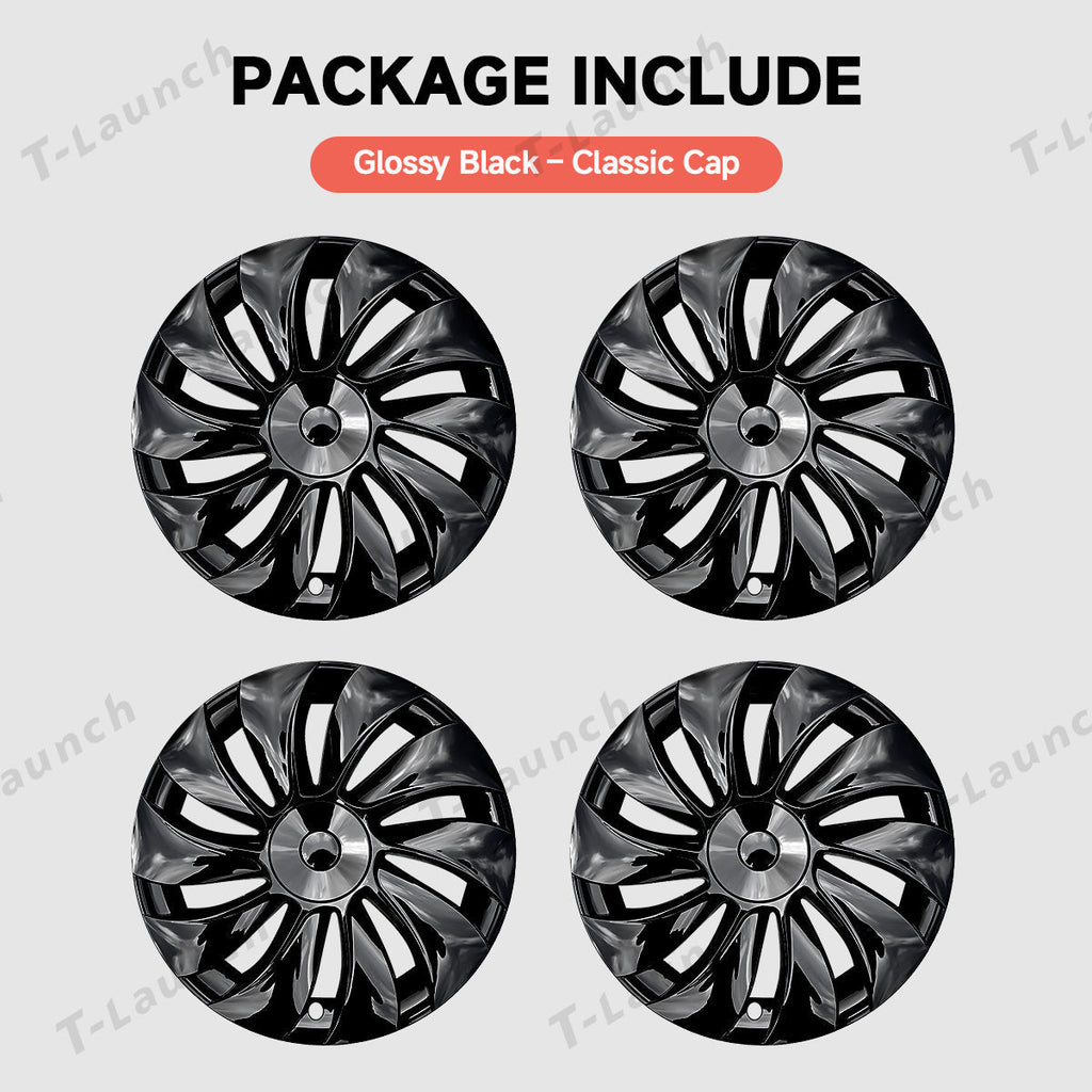19'' Crossflow Hubcaps Wheel Covers – Spiral Spoke Style for Tesla Model Y Juniper 2025+ (Set of 4)