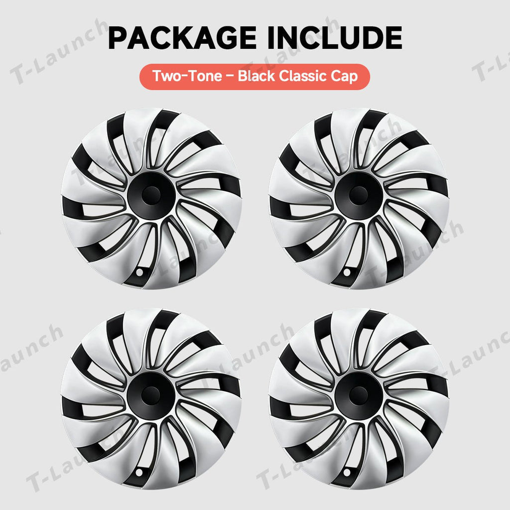 19'' Crossflow Hubcaps Wheel Covers – Spiral Spoke Style for Tesla Model Y Juniper 2025+ (Set of 4)