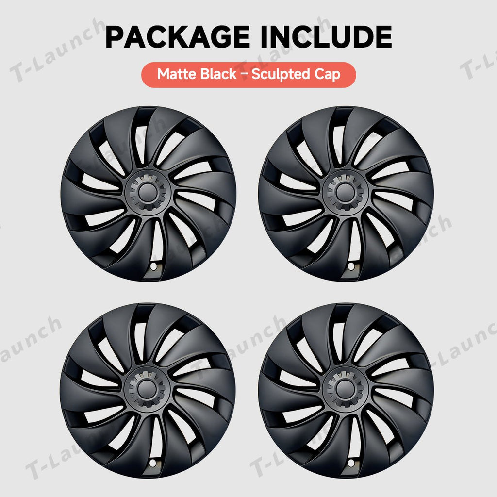 19'' Crossflow Hubcaps Wheel Covers – Spiral Spoke Style for Tesla Model Y Juniper 2025+ (Set of 4)