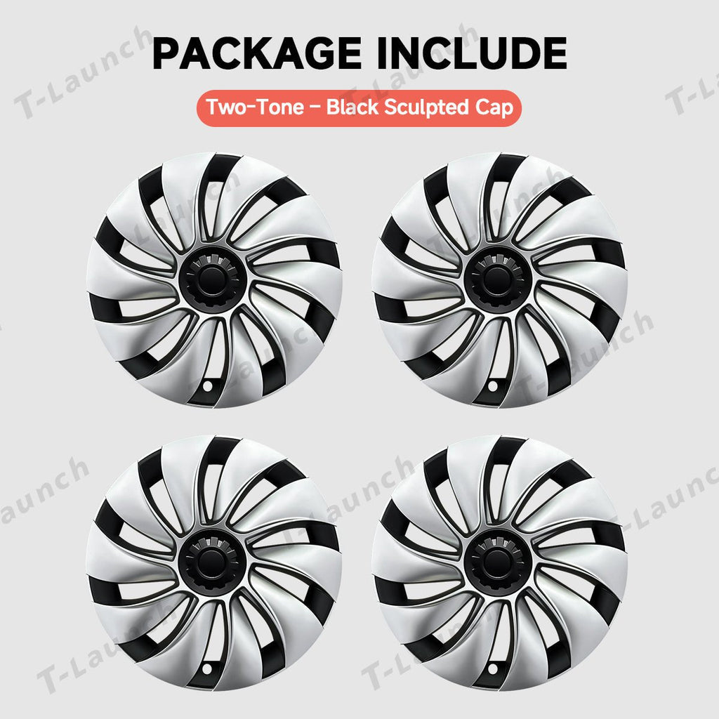 19'' Crossflow Hubcaps Wheel Covers – Spiral Spoke Style for Tesla Model Y Juniper 2025+ (Set of 4)