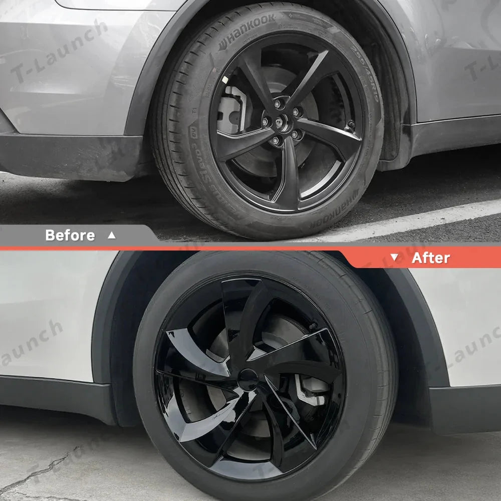 19'' Crossflow Hubcaps Wheel Covers – Twist Spoke Style for Tesla Model Y Juniper 2025+ (Set of 4)