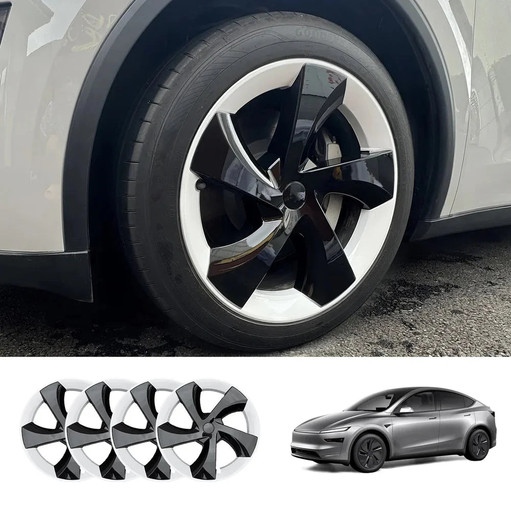 19'' Crossflow Hubcaps Wheel Covers – Twist Spoke Style for Tesla Model Y Juniper 2025+ (Set of 4)