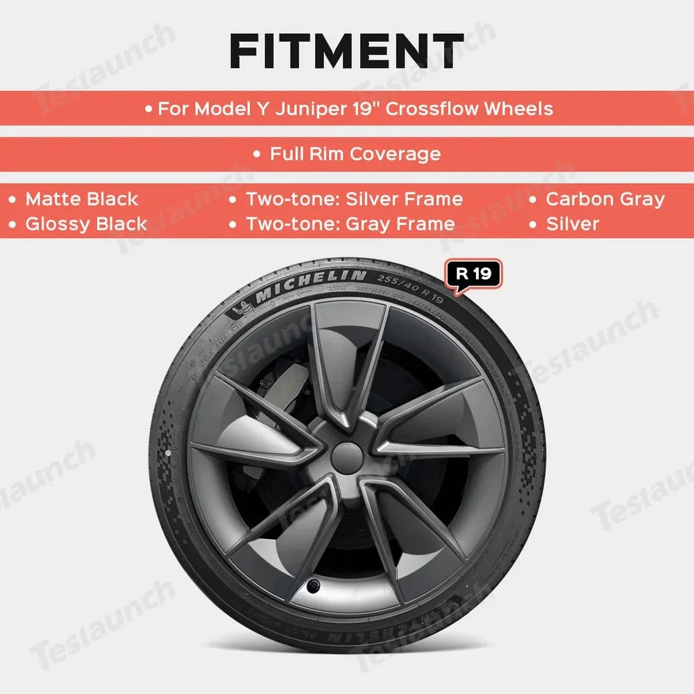 19'' Crossflow Wheel Cover Hubcaps for Tesla Model Y Juniper 2025+(4PCS)- Inspired by the Model 3 Highland Performance