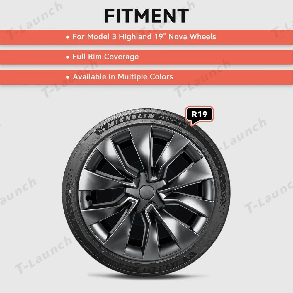 19'' Nova Hubcaps Wheel Covers – OEM Style for Tesla Model 3 Highland 2024+