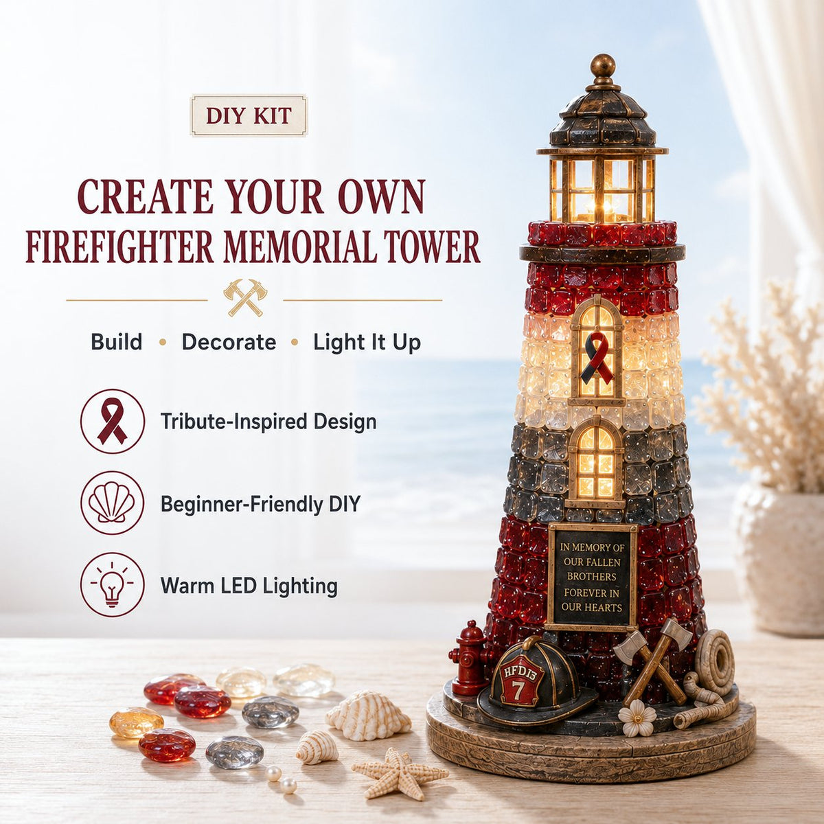 Vintage Firehouse Sea Glass-Style Mosaic Light DIY Kit